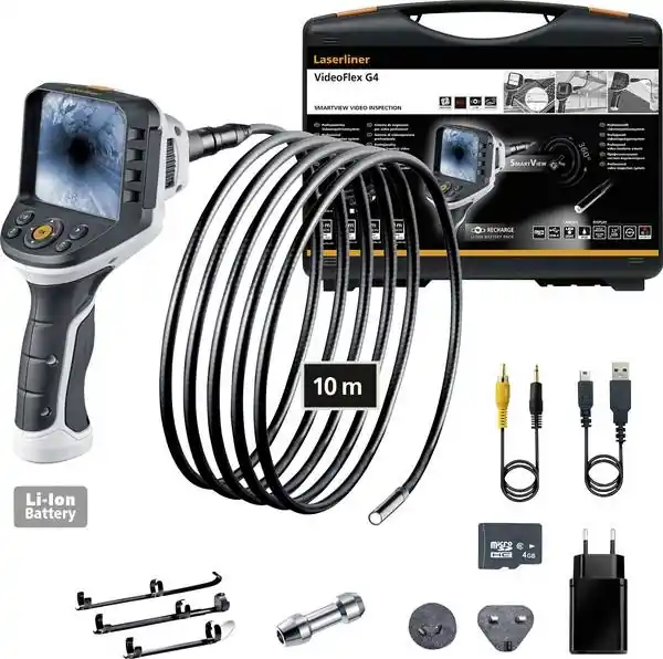 Laserliner 082.240A VideoFlex G4 Ultra Système d‘inspection vidéo professionnel + lampe frontale Walther Pro HL17 gratuite
