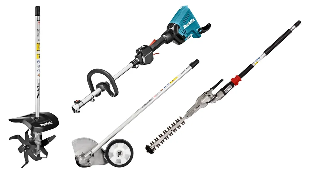 Makita DUX60ZX14 Accu Combi System Poignée en D 2 x 18V sans batteries ni chargeur + Cultivateur, taille-arbuste et coupe-bordures