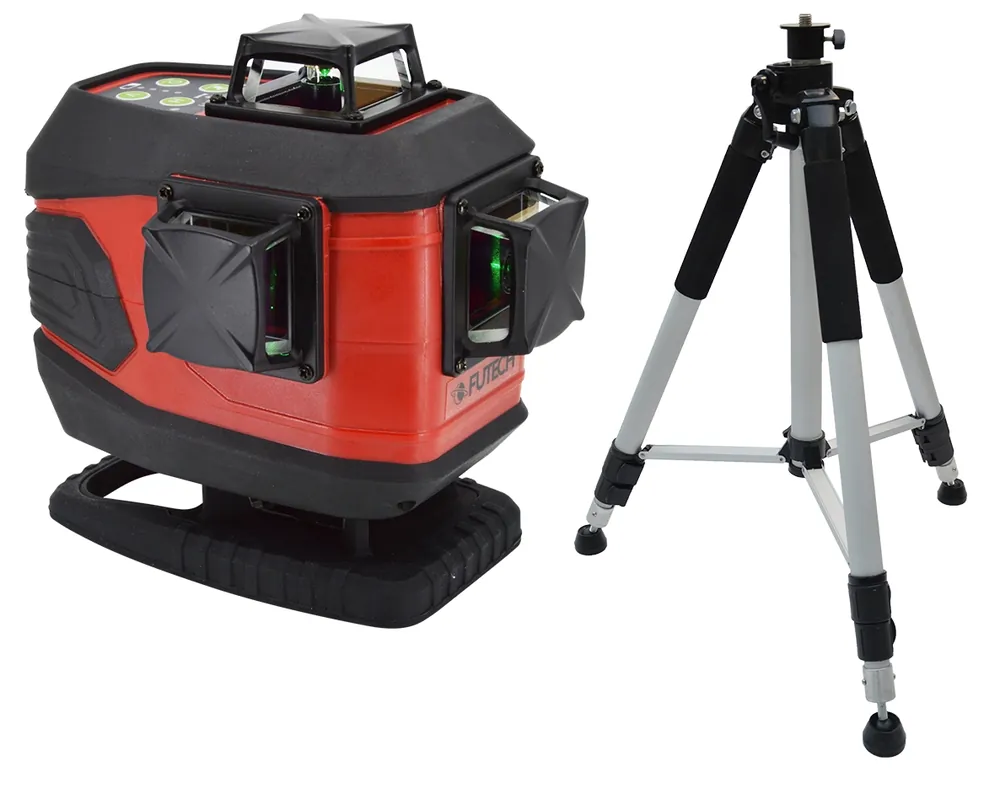 Futech 034.4DE-P MC4D Electronic Green 4D cross line laser + tripod 180 cm