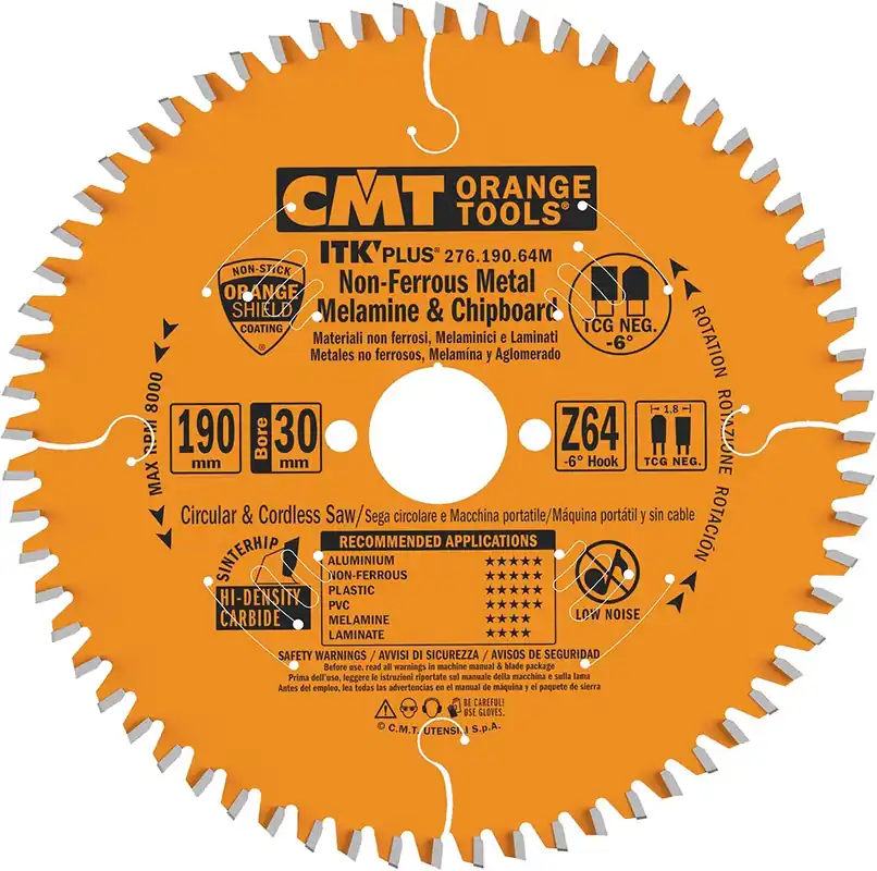 CMT 276.190.64M Lame ultra fine pour métaux non ferreux et composite 190 x 30(20/16) x 1,2 x 64D