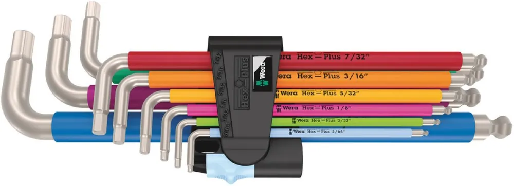 Wera 05022860001 3950/9 Jeu de clés à douille Hex-Plus Multicolore Imperial 1, pouces, acier inoxydable, 9 pièces
