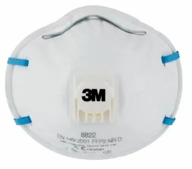 3M 1.21.15.882.20 8822 Masque anti-poussière avec soupape d‘expiration FPP2 / V NR D 10 pièces