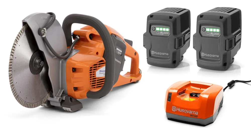 Husqvarna K535ISET2 K535i Découpeuse à batterie professionnelle 230 mm 36 Volt + 2 x batterie BLI300 + Chargeur rapide QC500