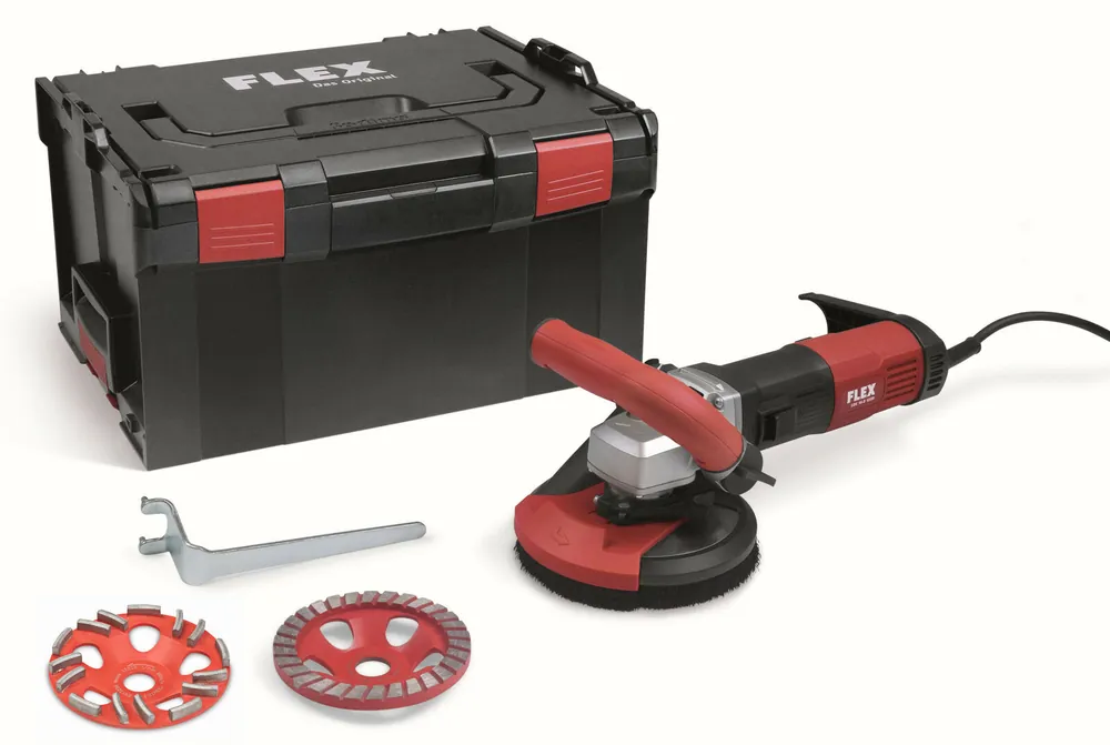 Flex-tools 513474 LDE 16-8 125 R, Kit Turbo-Jet II Ponceuse à béton pour un ponçage sans poussière 125 mm + E-Jet et Turbo-Jet II diamond pad
