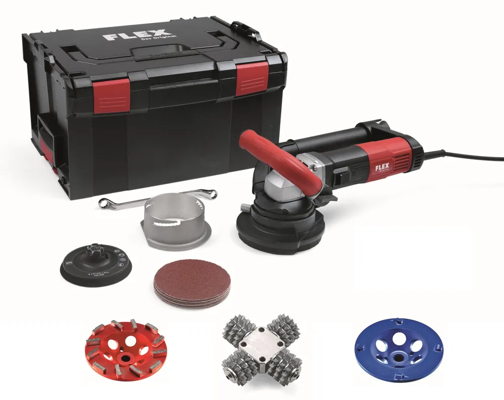 Flex-tools 513504 RE 16-5 115, Kit tête de fraisage pointue Retecflex Remediation Machine 115 mm + Disque de ponçage diamant Estrich-Jet + Disque de ponçage PKD