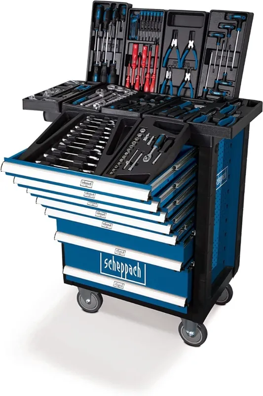 Scheppach 5909304900 TW1000 Chariot à outils rempli 263 pièces