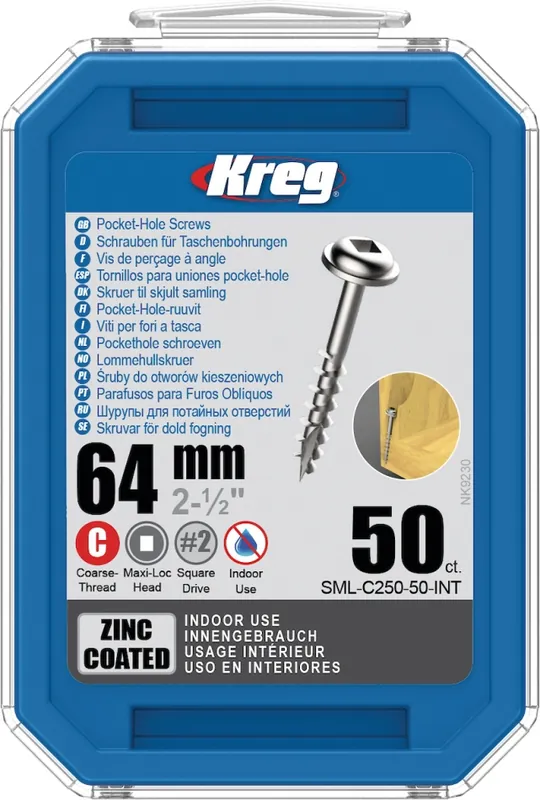 Kreg SML-C250-50-INT Vis à tête cylindrique 64 mm galvanisée Maxi-Loc à filetage grossier 50 pcs.