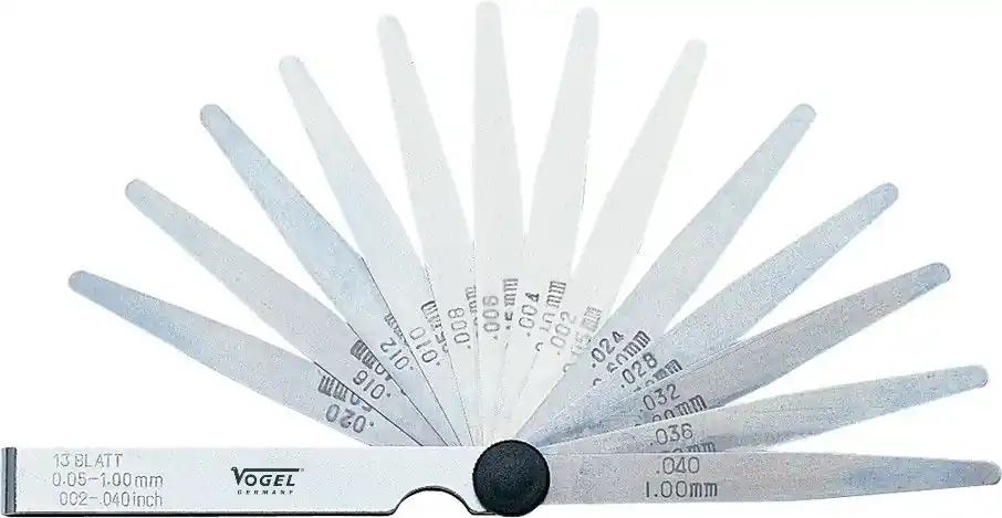 Vogel 411005 Jauge d‘épaisseur en acier 13 pièces 0,05-1mm /.002-.040 pouce
