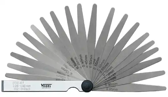 Vogel 411007 Jauge d‘épaisseur en acier 20 pièces 0.05-1mm /.002-.040 inch