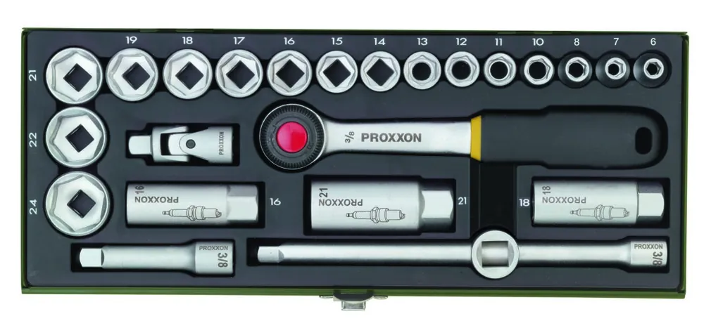 Proxxon 23110 Jeu de clés à douille 3/8" 24 pièces