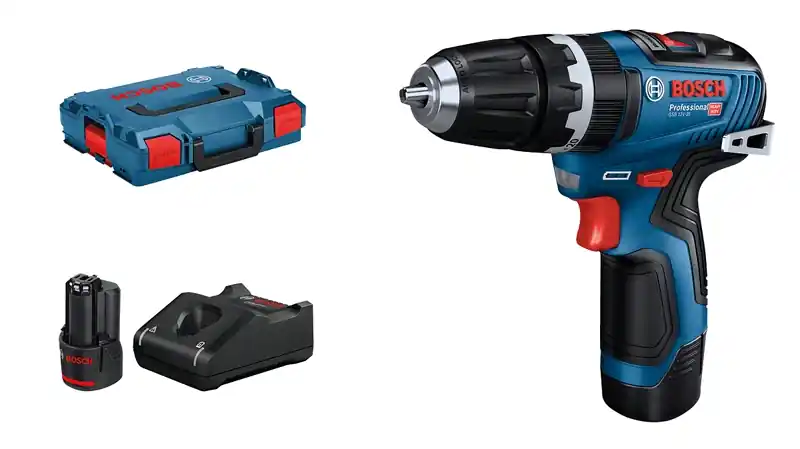 Bosch Bleu 06019J9000 Perceuse visseuse à percussion GSB 12V-35 3Ah L-Boxx