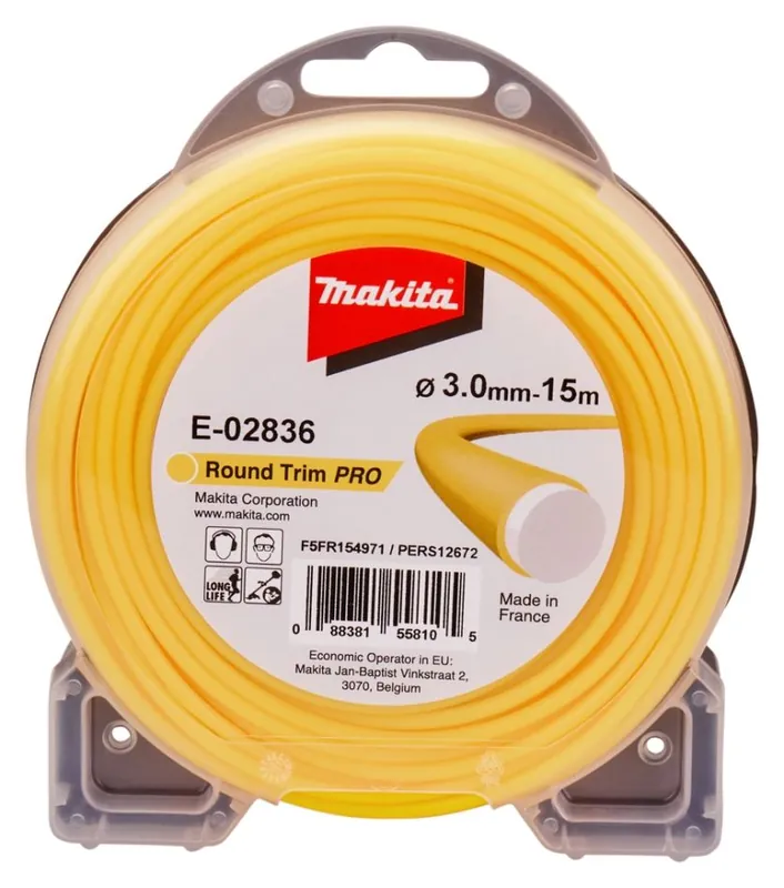 Makita Accessoires E-02836 Fil de coupe jaune 3.0mm x 15 mtr rond