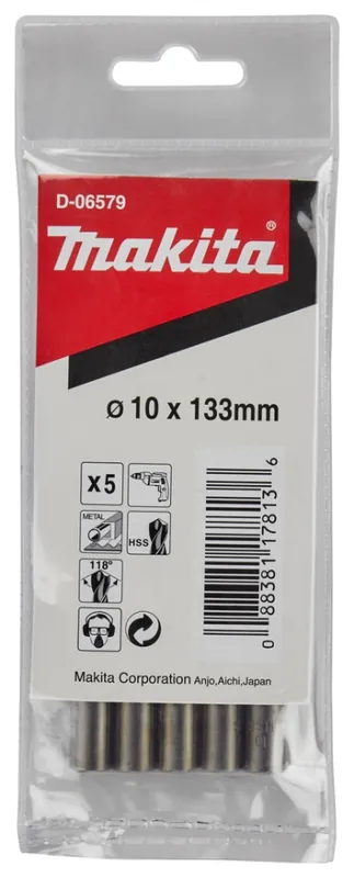 Makita Accessoires D-06579 Foret à métal HSS 10 x 133 mm par 5 Pièces