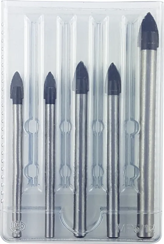 Projahn 59001 Jeu de forets pour verre et carrelage 5 pièces 2x 6mm, 2x 8mm, 1x 10mm