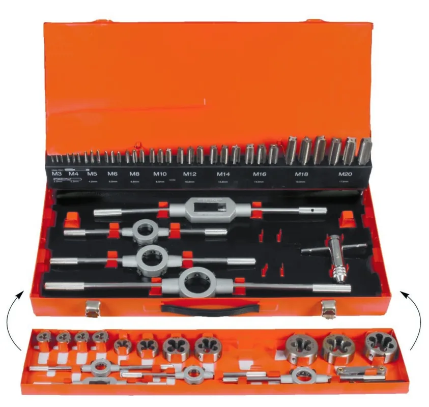 Projahn 91005 Jeu d‘outils de filetage HSS-G 55 pièces M3-M20 en coffret métallique