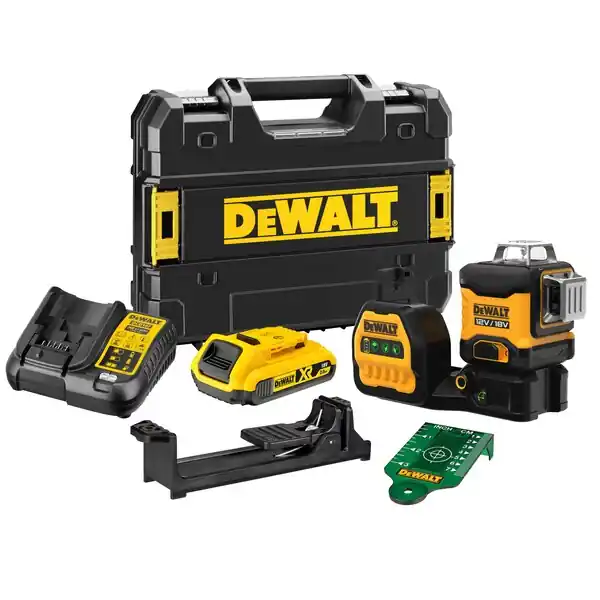 DeWalt DCE089D1G18-QW Laser croix à nivellement automatique 3x360° rayon vert 12V/18V 2.0Ah Li-Ion
