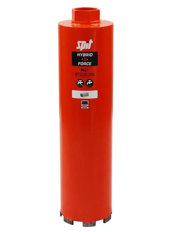 Spit Accessoires 654713 HYBRID-X-FORCE Trépan diamant sec et humide M41 D.76X350