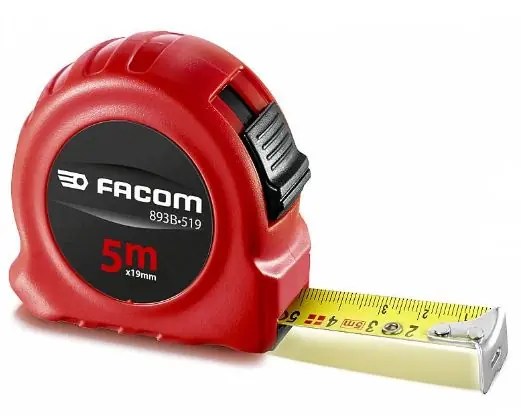 Facom 893B.519PB Mètre ruban mat résistant à l‘‘usure, fermeture double face ABS 5 mtr 19 mm