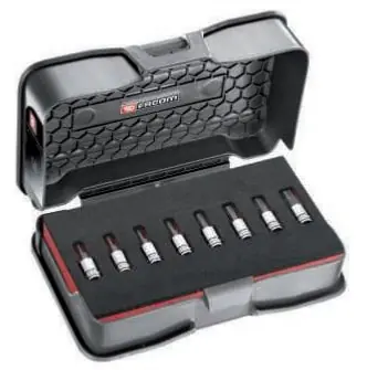 Facom RTM.J8MGRPPB Jeu de douilles à embout 1/4" métrique OGV GRIP 8 pièces