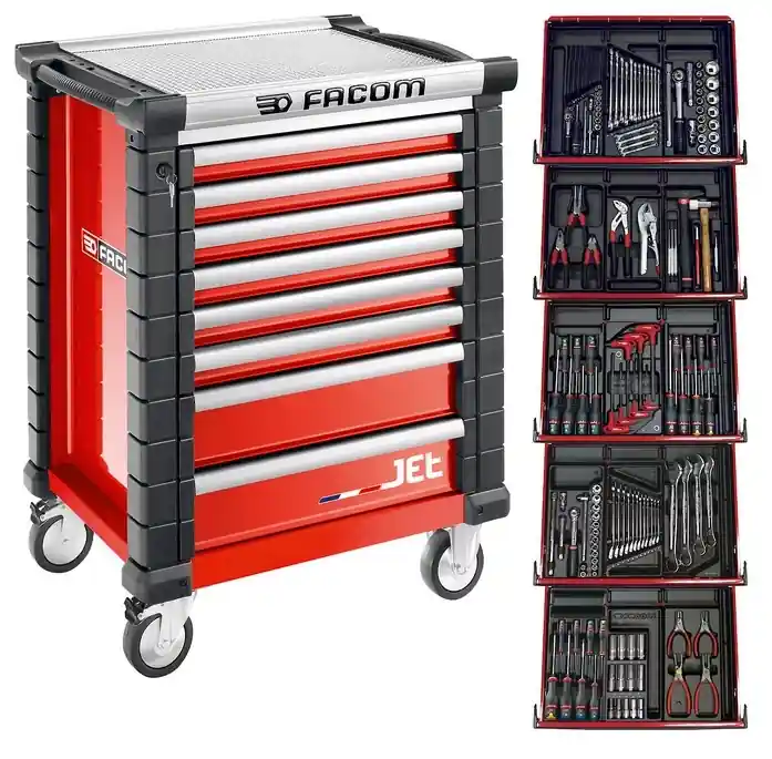 Facom JETCM175BNL Chariot à outils rempli de rouge
