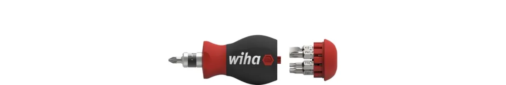 Wiha 43613 Tournevis avec magasin d‘embouts magnétique à 7 embouts Stubby 1/4".