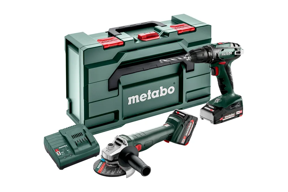 Metabo 685204500 Ensemble combiné 18V 2.0Ah Li-Ion - Perceuse sans fil BS18 + meuleuse d‘angle W 18 L 9-125