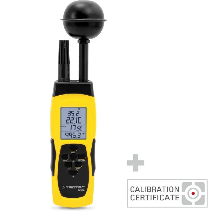 Trotec 3510007010 Thermohygromètre TC100 avec certificat d‘étalonnage
