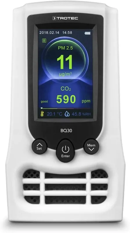 Trotec 3510205098 Moniteur de qualité de l‘air et testeur de particules BQ30 CO2