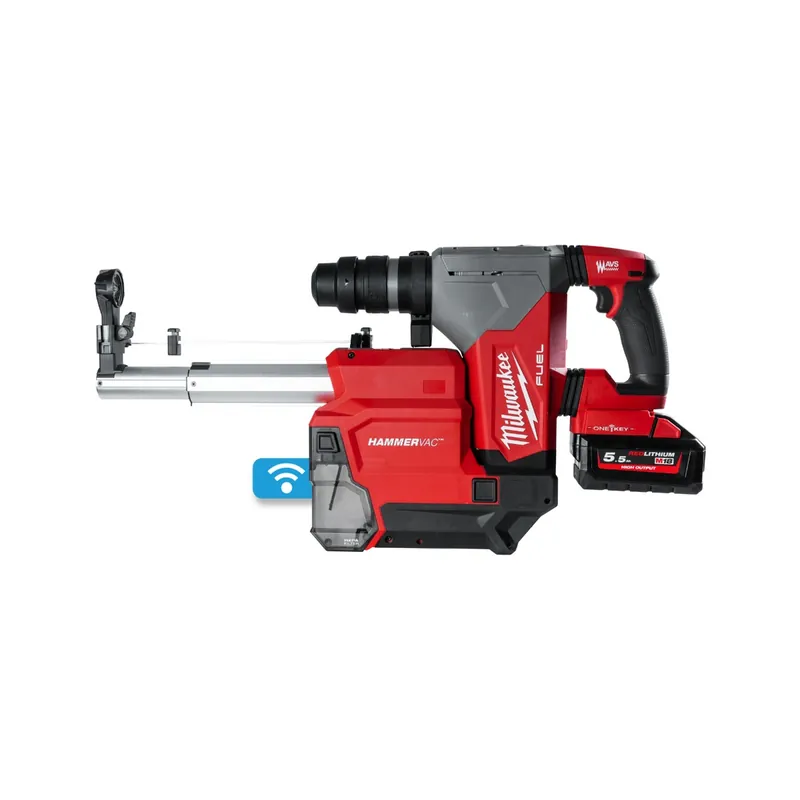 Milwaukee 4933478506 M18 OneFHXDEL-552C M18 Fixtec SDS-Plus marteau combiné sans fil 18V 5.5Ah Li-Ion avec extraction de poussière