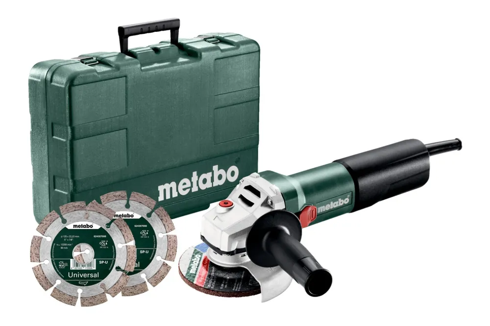 Metabo 610035510 WQ 1100-125 SET 1100 W 125 mm meuleuse d‘angle + 2 disques diamantés en coffret