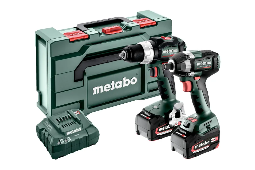 Metabo 685203000 Ensemble combiné 2.9.3 18V 5.2Ah Li-Ion - Perceuse sans fil BS18 LT BL + clé à chocs SSW18 LT 300 BL