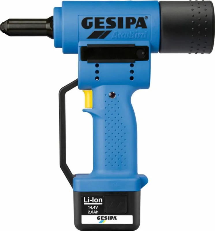 Gesipa 217250019 Pince à rivets aveugles ACCUBIRD avec 2 piles 2.0Ah 1457235 dans un étui en plastique