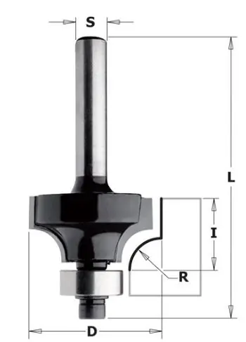 Contractor K938-187 Fraise à arrondir avec roulement (contractant) HW 18,7 x 10,5 mm queue 8 mm