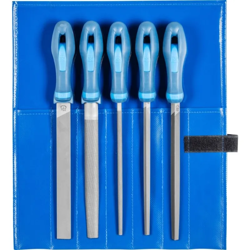 Pferd 11800532 Jeu de limes d‘atelier WR 5 pièces dans un étui à rouleaux 200 mm cap 2 universel pour l‘ébarbage