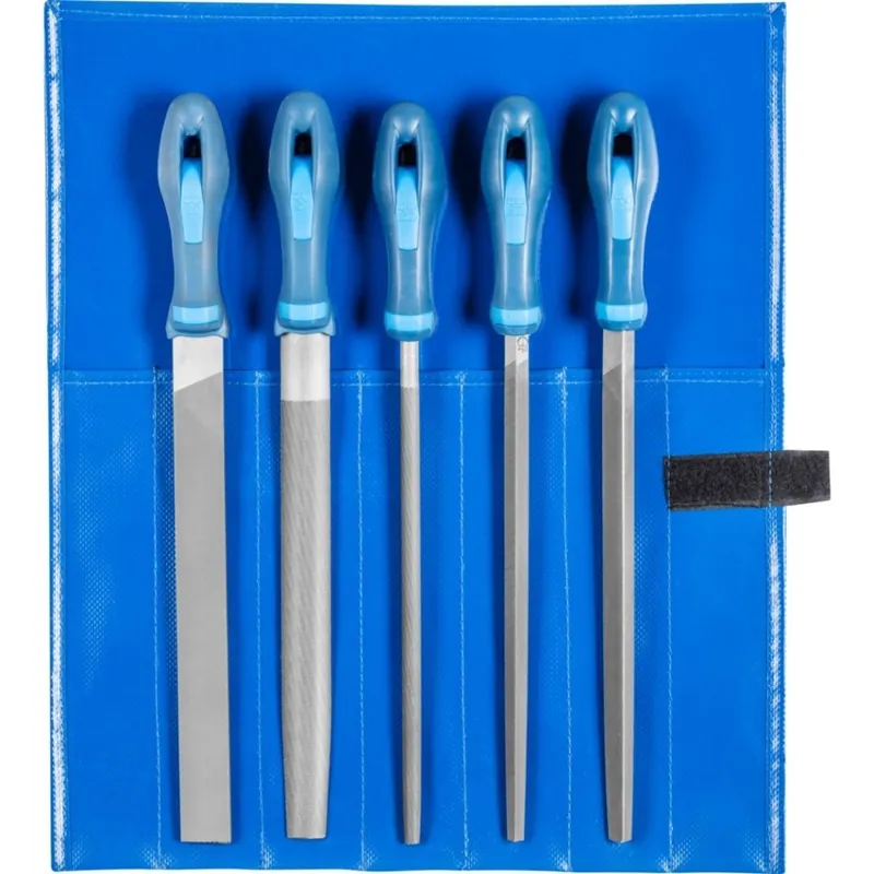 Pferd 11800543 Jeu de limes d‘atelier WR 5 pièces dans un étui à rouleaux 250 mm cap 3 pour travaux fins, finition