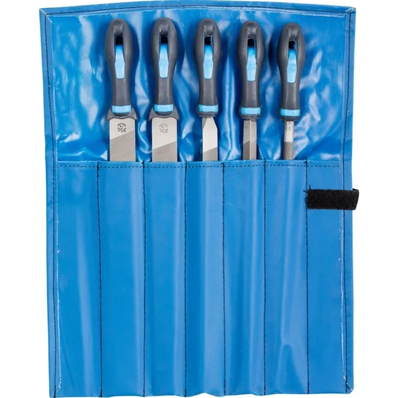 Pferd 11800551 Jeu de limes d‘atelier 5 pièces dans un étui à rouleaux 300 mm cap. 1 pour ébarbage, ébavurage