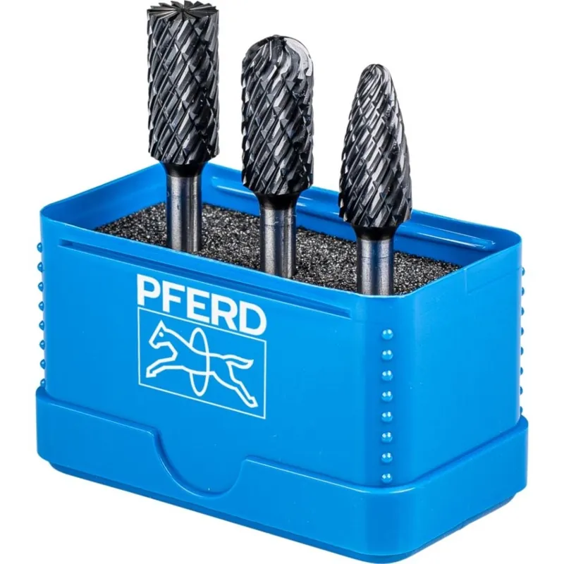 Pferd 21901415 Jeu de fraises haute performance en carbure de tungstène ALLROUND HC-FEP 3 pièces tige dia. 6 mm universel grossier