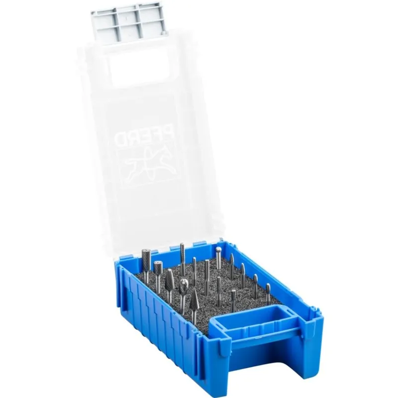 Pferd 21901501 Petit jeu de fraises en carbure de tungstène 15 pces dents 5 pces dia. 6 mm moyen universel avec tronçonnage