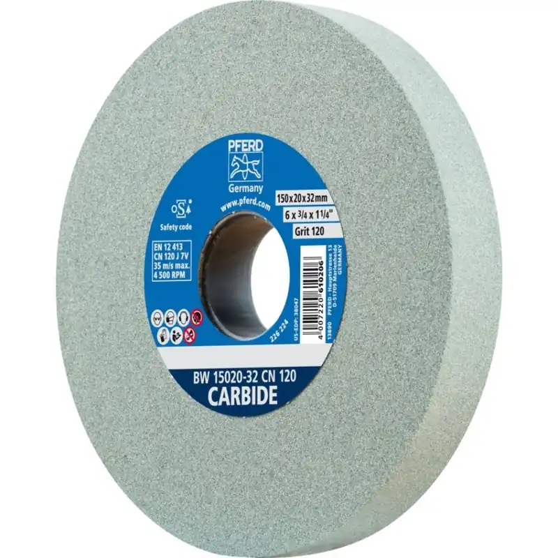 Pferd 39008425 Coupelle de broyage Ø 150x20 mm alésage Ø 32 mm SiC120 pour les matériaux durs, par exemple le carbure.
