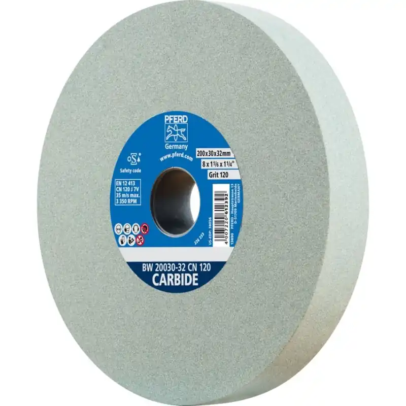 Pferd 39008458 Coupelle de broyage Ø 200x30 mm alésage Ø 32 mm SiC120 pour les matériaux durs, par exemple le carbure.