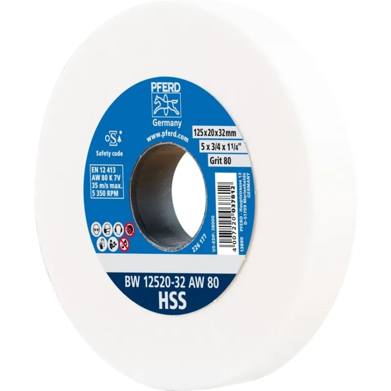 Pferd 39009698 Bloc d‘affûtage Ø 125x20 mm alésage Ø 32 mm A80 pour l‘affûtage de forets HSS