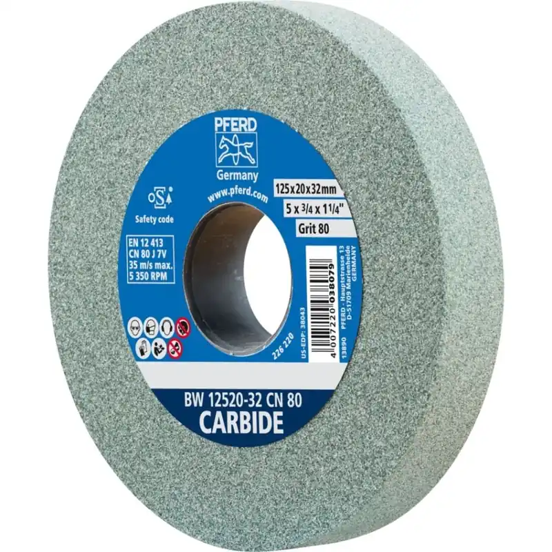 Pferd 39009723 Coupelle de broyage Ø 125x20 mm alésage Ø 32 mm SiC80 pour les matériaux durs, par exemple le carbure.