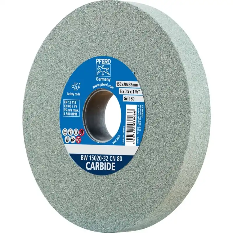 Pferd 39009724 Bloc de meulage Ø 150x20 mm alésage-Ø 32 mm SiC80 pour matériaux durs, p. ex. carbure