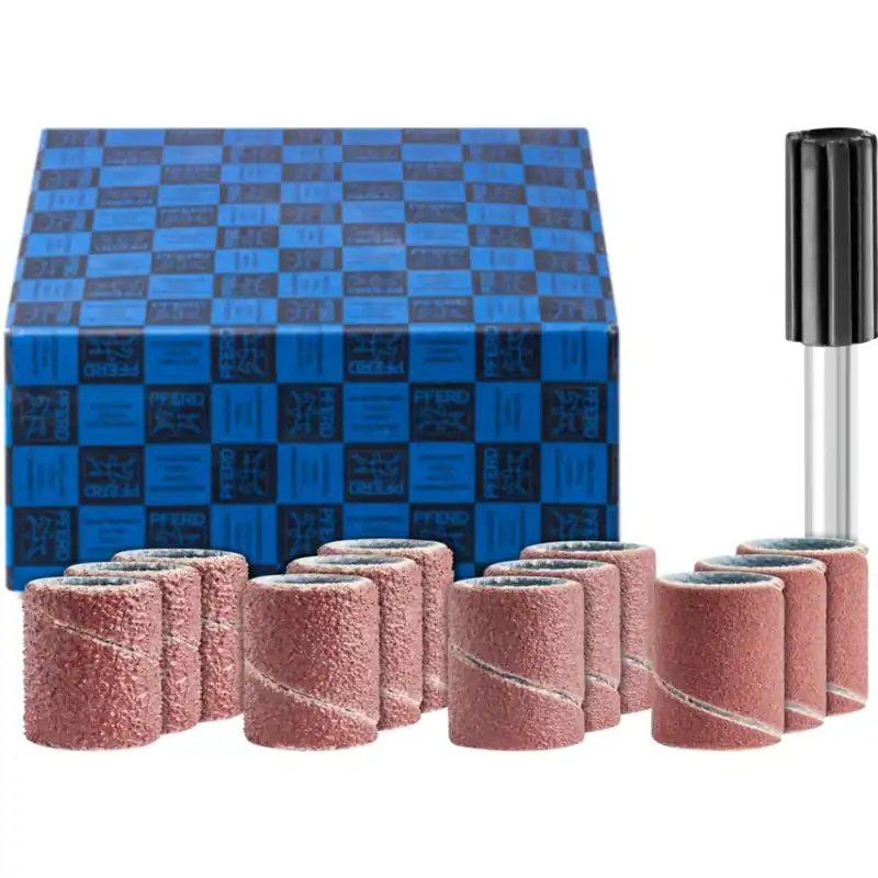 Pferd 42298001 Jeu de douilles abrasives 13 pcs corindon Ø 10x20 mm A60, 80, 150, 240 avec queue de support Ø 6 mm