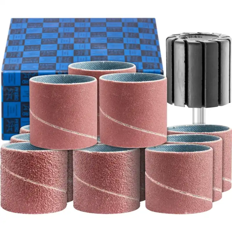 Pferd 42298004 Jeu de ponçage 13 pièces corindon Ø 30x30 mm A40, 60, 80, 150 avec support tige dia. 6 mm