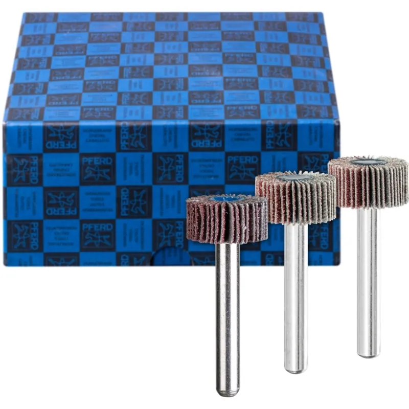Pferd 44498001 Jeu de brosses à lamelles 3 pièces en corindon Ø 20x10 mm tige Ø 6 mm A60, 80,120 pour le ponçage fin