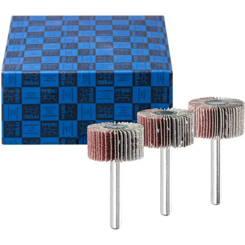 Pferd 44498002 Jeu de meules à éventail en 3 parties corindon Ø 30x15 mm tige dia. 6 mm A60, 80,120 pour le meulage fin