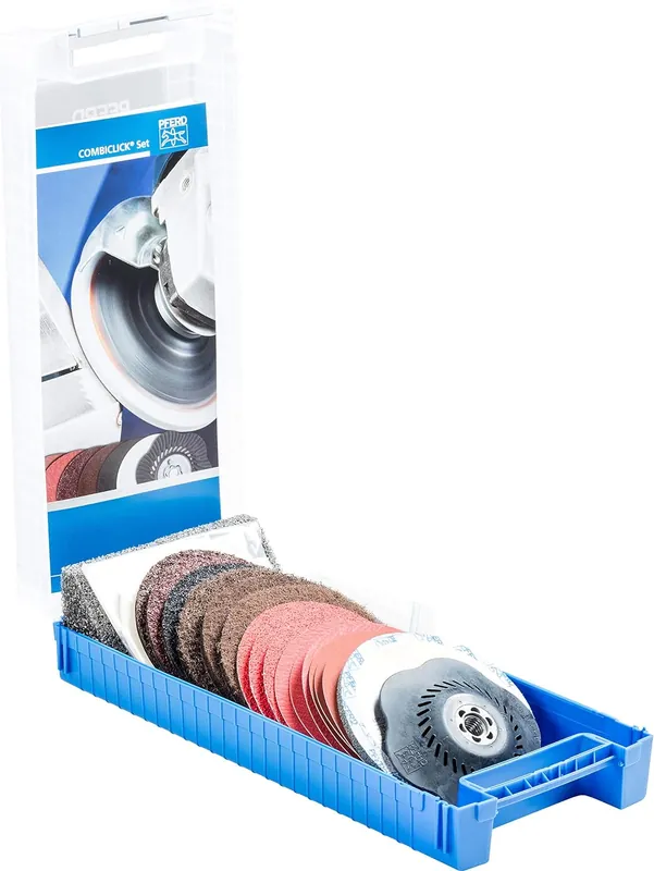 Pferd 49350072 COMBICLICK set 19 pièces Ø 125 mm M14 pour le ponçage grossier jusqu‘au polissage avec une meuleuse d‘angle