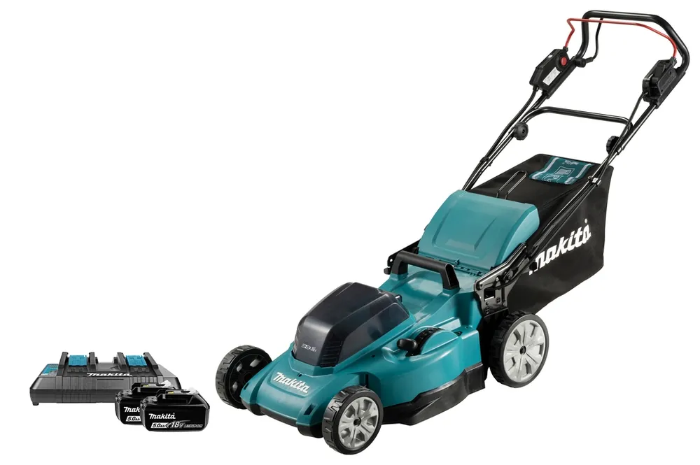 Makita DLM481PT2 Tondeuse à gazon sans fil 48 cm 2 x 18 Volt 5.0Ah Li-Ion
