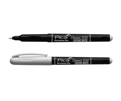 Pica PI53252 Pica 532/52 Stylo permanent 1-2mm rond blanc, 10pcs